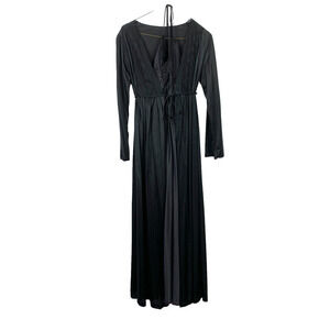 Vintage 1960s Gilead 6996 Black Nylon Long Robe Nightgown Set Size Small